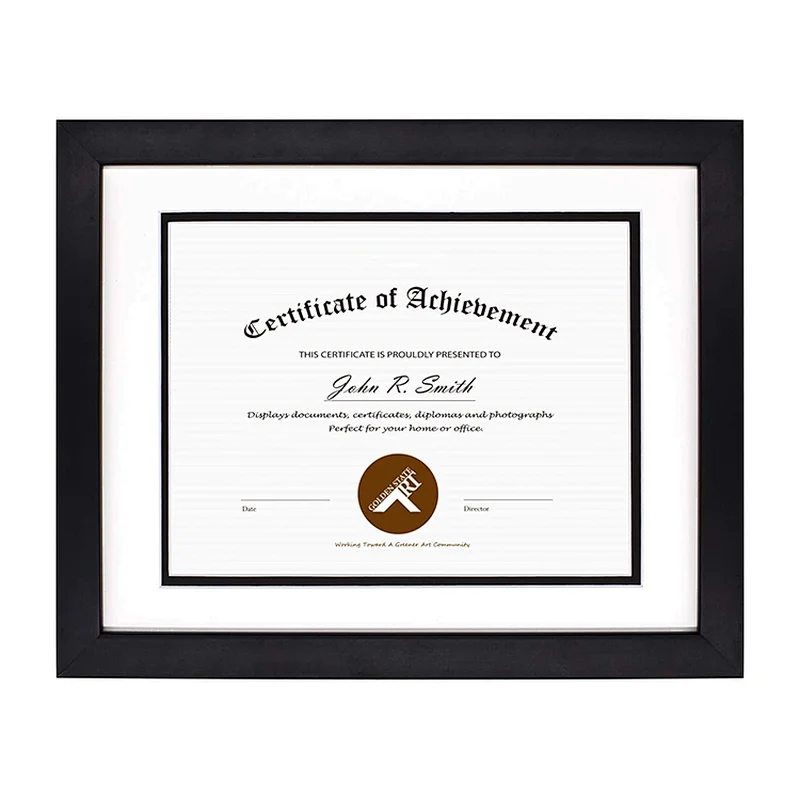 Classic Black Graduation Picture Certificate Frame Diploma Awards Photo Holders Wood Frames 11 x 14 with double mat