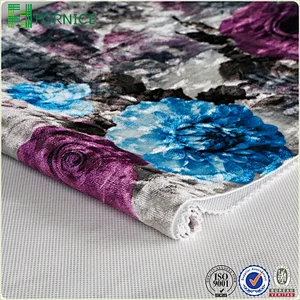 Weft knitted poly velour ice flower printed furniture sofa fabric