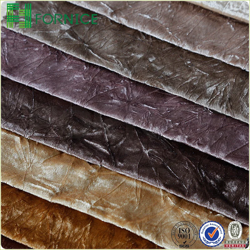 Weft knitted poly velour crushed upholstery sofa fabric