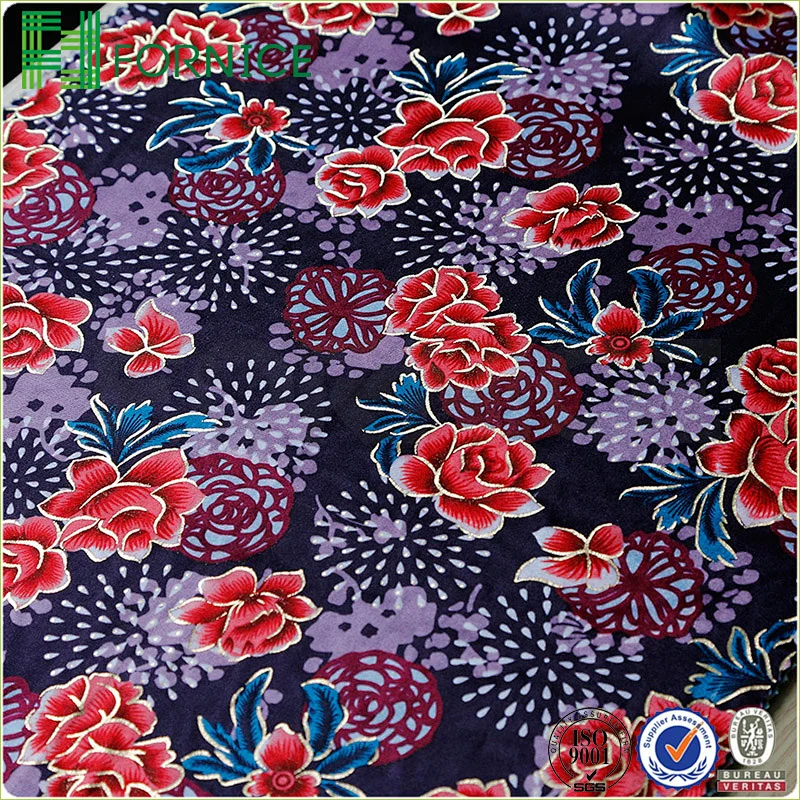 Warp knitted poly velour printed upholstery sofa fabric