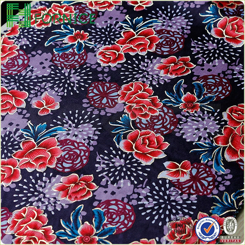 Warp knitted poly velour printed upholstery sofa fabric