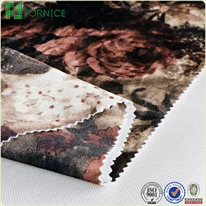 Warp knitted poly velour ice flower printed upholstery sofa fabric