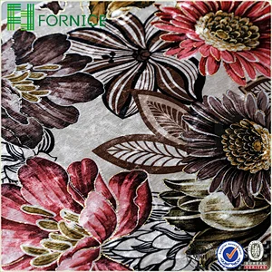 Weft knitted poly velour ice flower printed upholstery sofa fabric