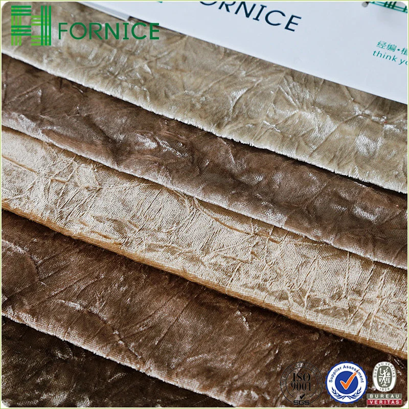 Weft knitted poly velour crushed upholstery sofa fabric