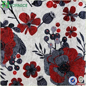 Weft knitted poly velour ice flower printed upholstery sofa fabric