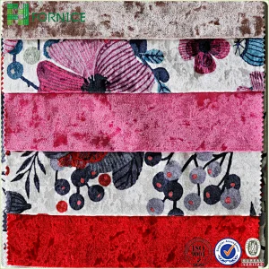 Weft knitted poly velour ice flower printed upholstery sofa fabric