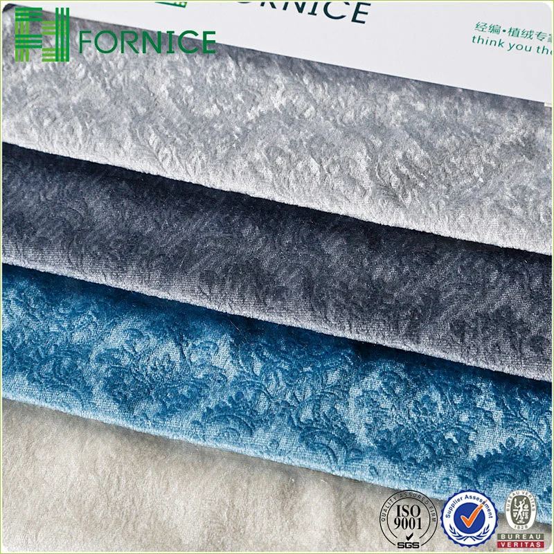 Weft knitted poly velour ice flower printed upholstery sofa fabric