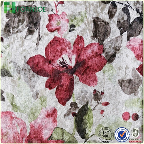 Weft knitted poly velour ice flower printed upholstery sofa fabric