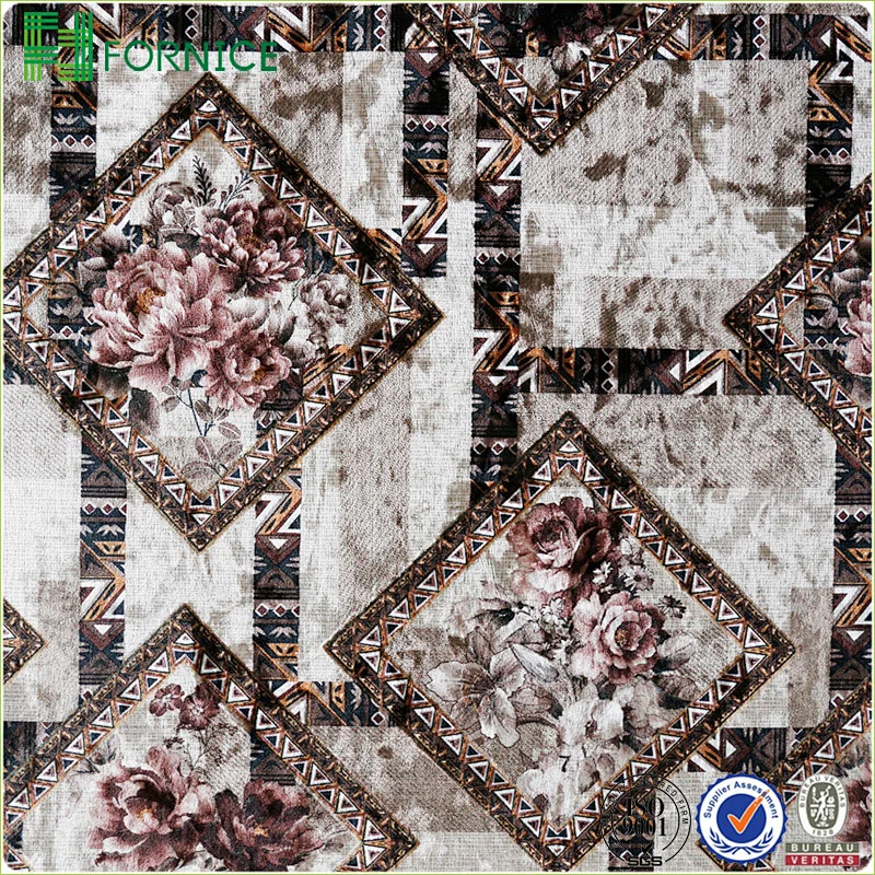 Weft knitted poly velour ice flower printed upholstery sofa fabric