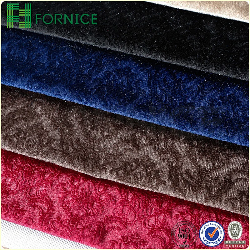 Weft knitted poly velour ice flower printed upholstery sofa fabric