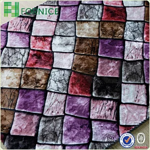 Weft knitted poly velour ice flower printed upholstery sofa fabric