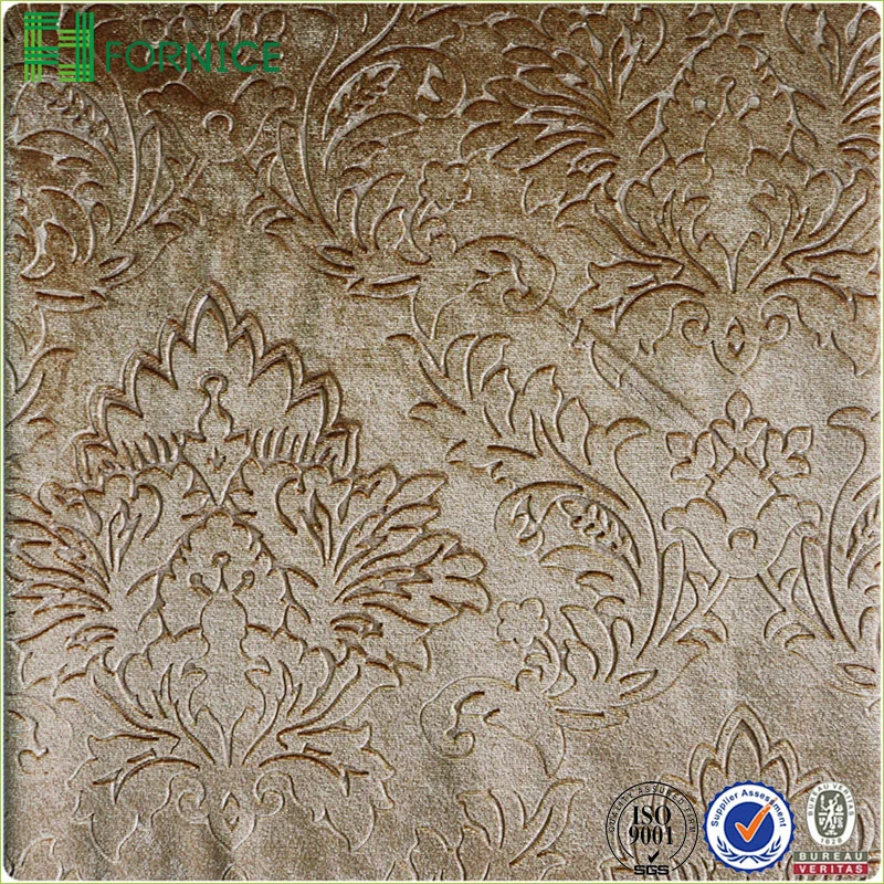 Weft knitted poly velour 3d embossed upholstery sofa fabric