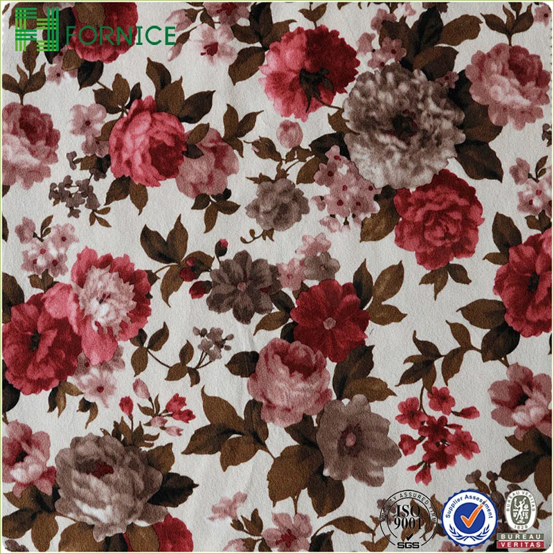 Micro velvet floral printed upholstery sofa fabric