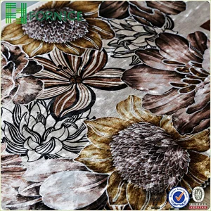 Weft knitted poly velour ice flower printed upholstery sofa fabric