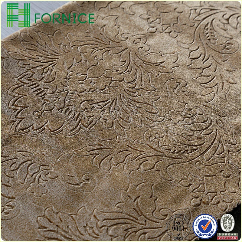 Weft knitted poly velour 3d embossed upholstery sofa fabric