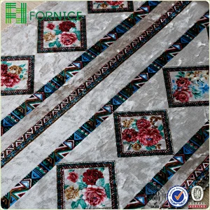 Weft knitted poly velour ice flower printed upholstery sofa fabric
