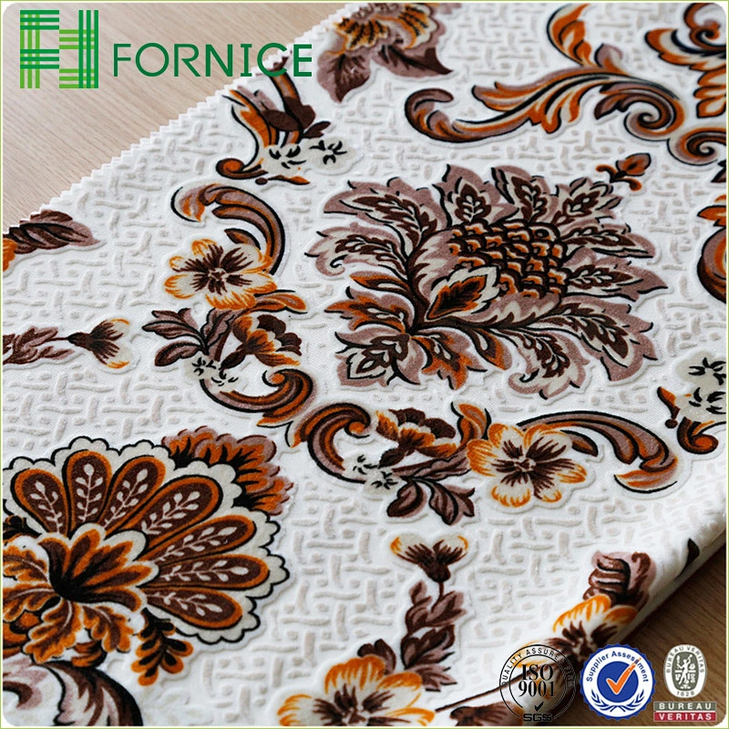100% polyester warp knitted italian velvet burnout printed upholstery sofa  fabric