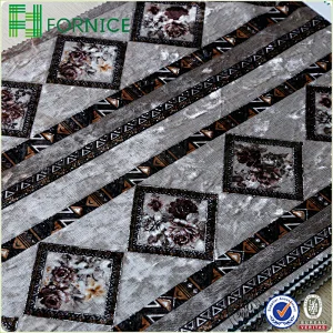 Weft knitted poly velour ice flower printed upholstery sofa fabric