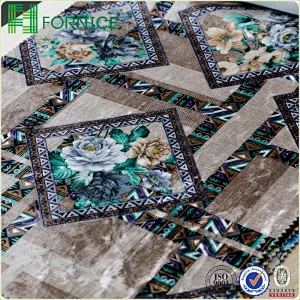 Weft knitted poly velour ice flower printed upholstery sofa fabric