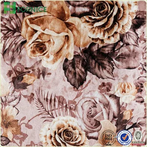 Warp knitted poly velour ice flower printed upholstery sofa fabric