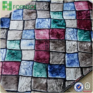 Weft knitted poly velour ice flower printed upholstery sofa fabric