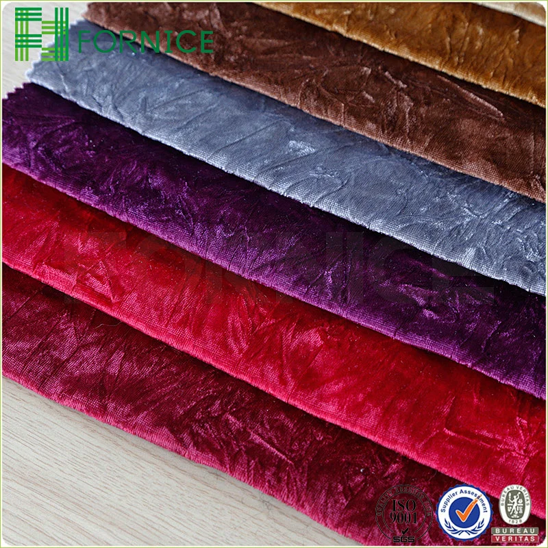 Weft knitted poly velour crushed upholstery sofa fabric