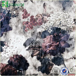 Warp knitted poly velour ice flower printed upholstery sofa fabric