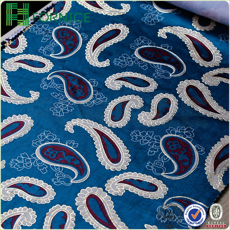 Warp knitted poly velour printed upholstery sofa fabric
