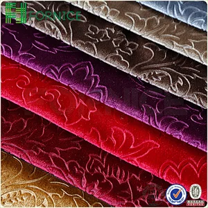 Weft knitted poly velour 3d embossed upholstery sofa fabric