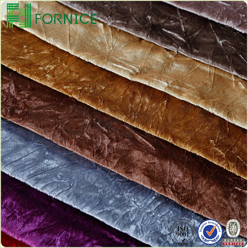 Weft knitted poly velour crushed upholstery sofa fabric