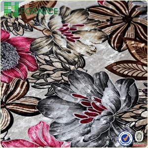 Weft knitted poly velour ice flower printed upholstery sofa fabric