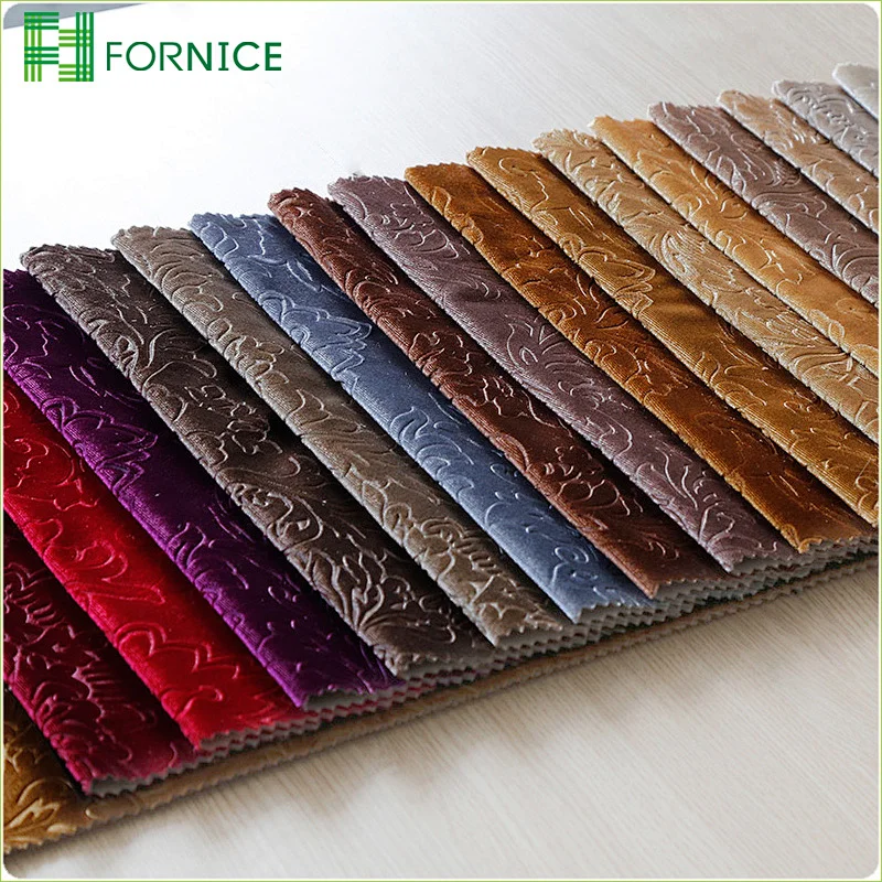 Weft knitted poly velour 3d embossed upholstery sofa fabric