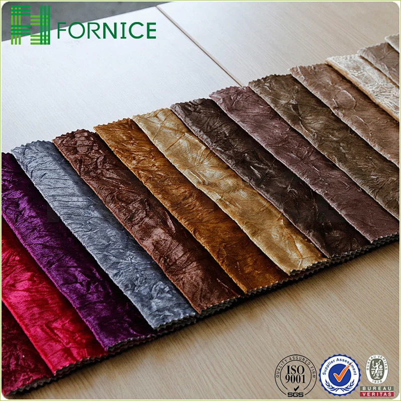Weft knitted poly velour crushed upholstery sofa fabric