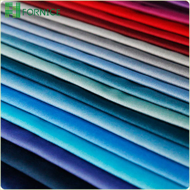 High-quality 100% polyester 43 colors warp knitted holland velvet dyed plain upholstery sofa fabric