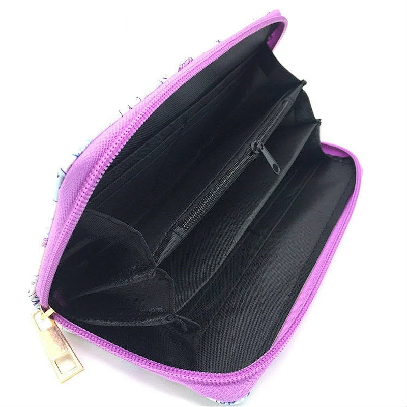 Fashion popular ladies wallet ladies pars hand set bag genuine wal zip unicorn design wallet