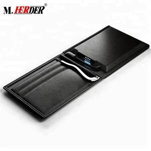 cheap price china factory direct sale smart slim money wallet with power bank and cable for men