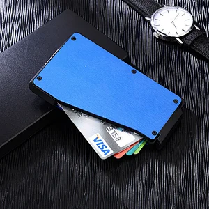 Golden supplier rfid blocking pop up aluminum wallet minimalist wallet rfid id aluminum wallet for coins small slim card holders