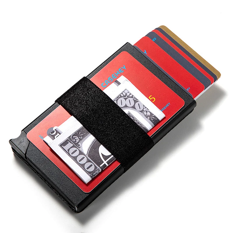 Durable carbon fiber card holder coin money clip  pop up aluminum wallet professional strong stylish card holders oem odm wallet