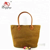 Wholesale lady paper straw rattan beach bag jute bag jelly mat bag