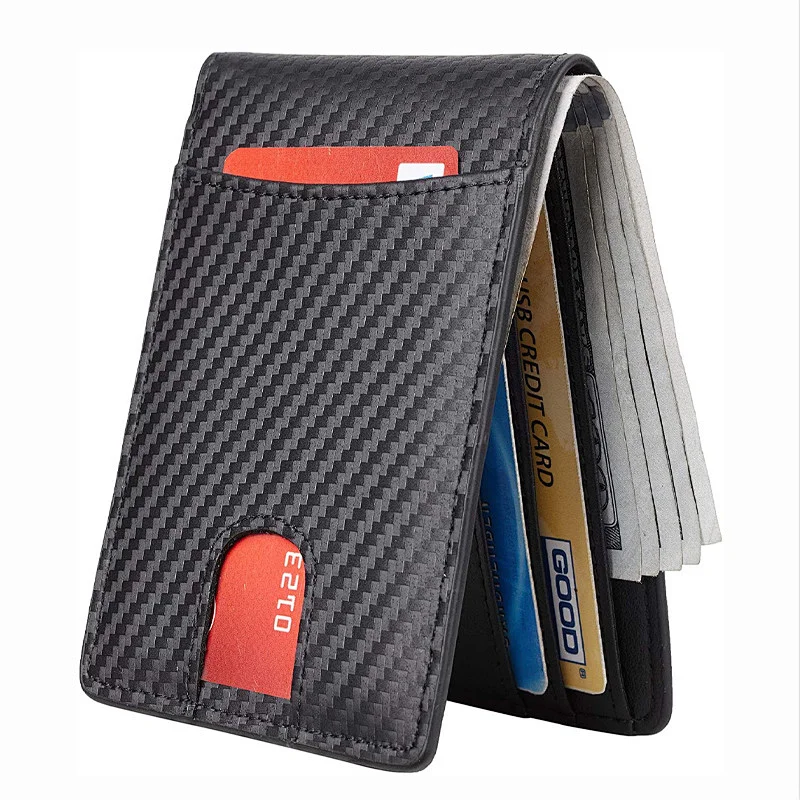 Amazon trends elegance low price china factory direct sale leather wallet rfid carbon fiber