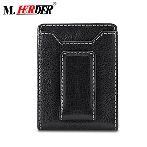 Personalised minimalist money clip slim front pocket handmade leather wallet