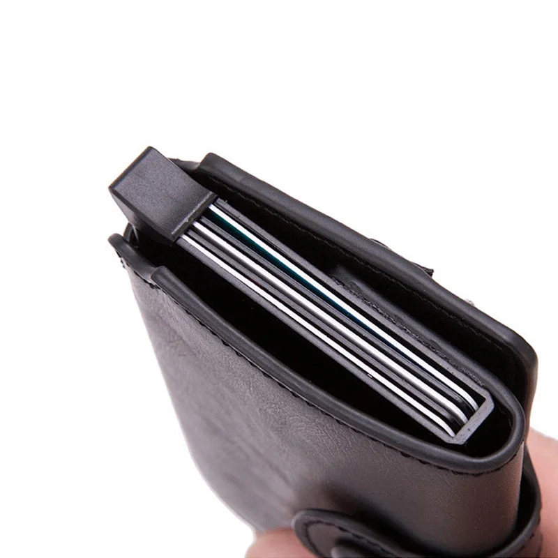 Amazon hot sell metal card holder pup up card holder wallet anti rfid leather wallet card holder purse gift coin for men