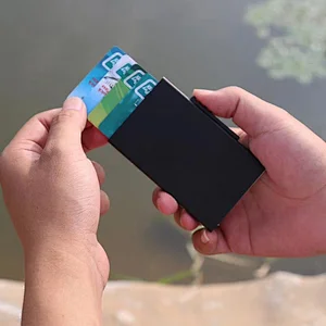 Modern novel design band pop up aluminum credit card holder with money for man