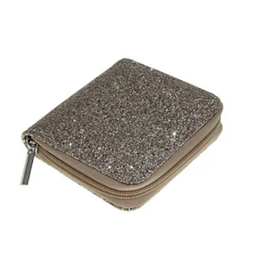 Various shape custom pvc card glitter wallet  Genuine Leather wallet with PVC ard slot travel ticket wallet PVC