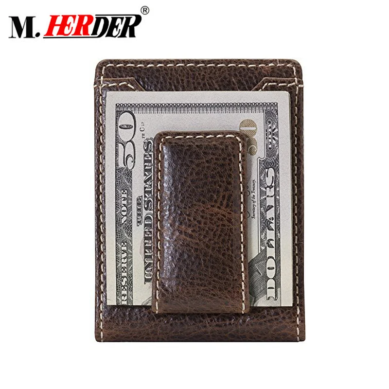 Personalised minimalist money clip slim front pocket handmade leather wallet
