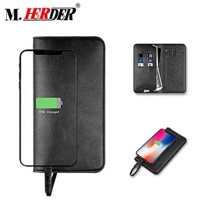 Superior quality custom passport holder with power bank PU leather smart wallet