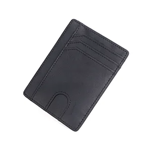 Men's slim secure RFID front pocket magnetic money clip minimalist thin credit leather wallet card holder