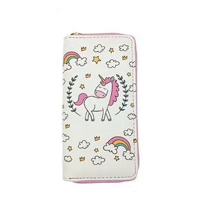 Fashion popular ladies wallet ladies pars hand set bag genuine wal zip unicorn design wallet