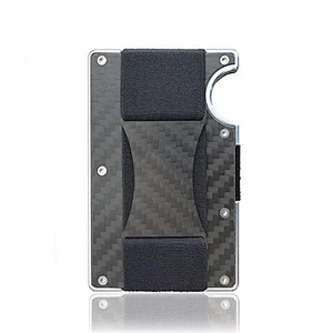 Durable metal mini credit card holder business men custom logo credit card holder rfid blocking sleeve blocking wallet gift set