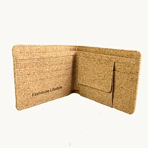 Latest popular custom wholesale dark vegan printed cork leather wallet womens